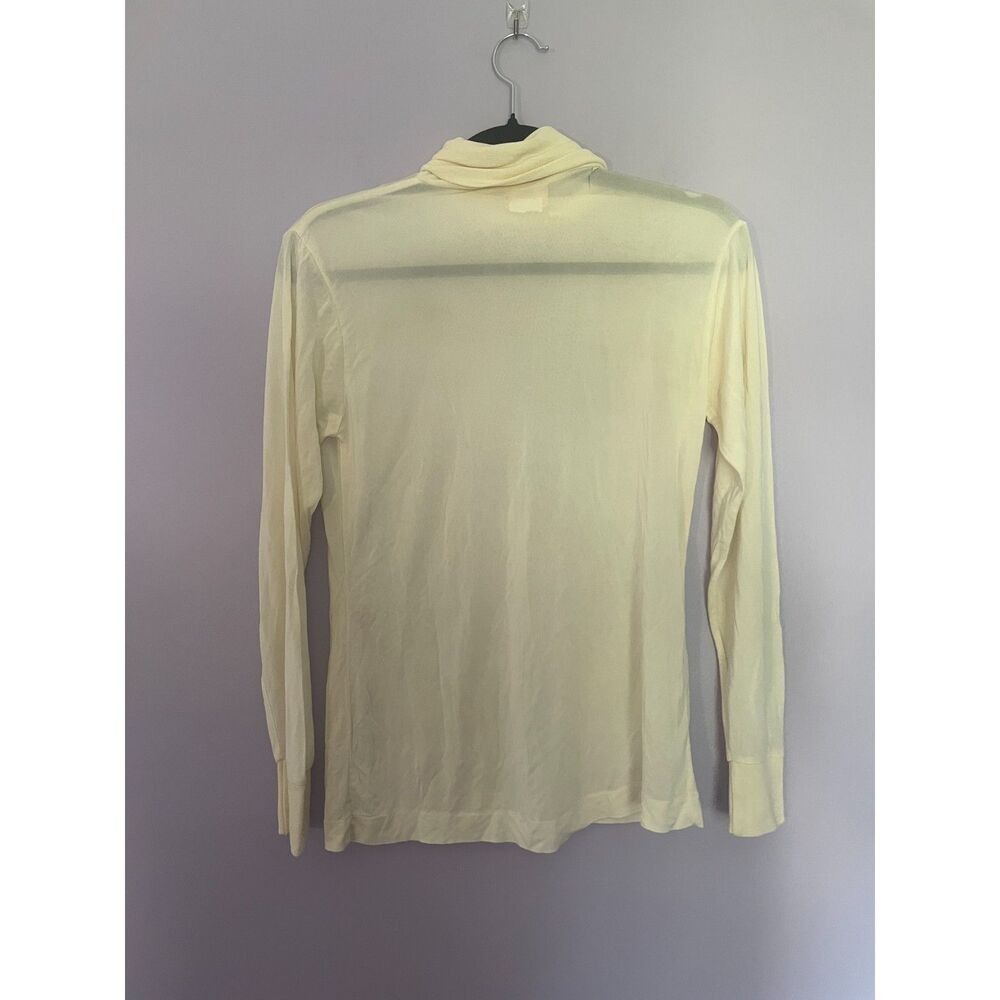 LL Bean Women's Vintage Base Layer Turtleneck in Cream 100% Silk size M
